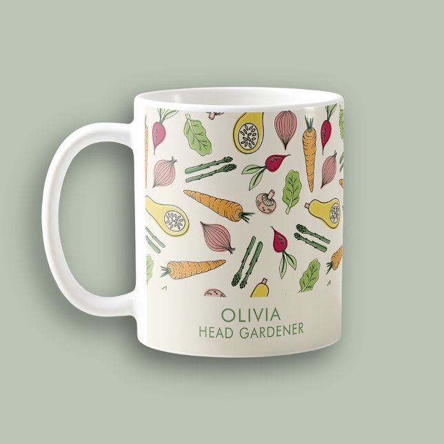 Mug Patch de légumes cultivé localement (Farmers Market Garden Vegetable Patch Head Gardeners Coffee Mug.  Personalize with your own text.)
