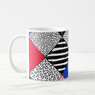 Mug Patchwork arrière - plan : oiseaux, pois.