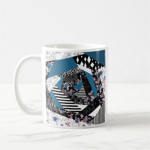 Mug patchwork bleu, populaire, patchwork, folle, rusti