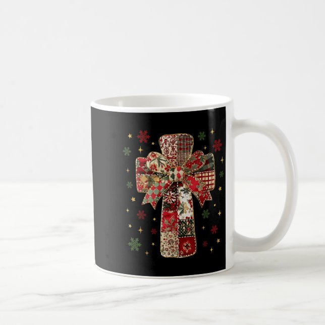 Mug Patchwork Cross Christian Christmas Coquette Bow  (Droite)
