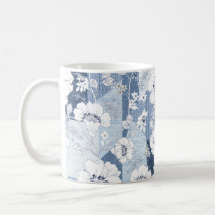 Mug patchwork de denim transparent sur fleur