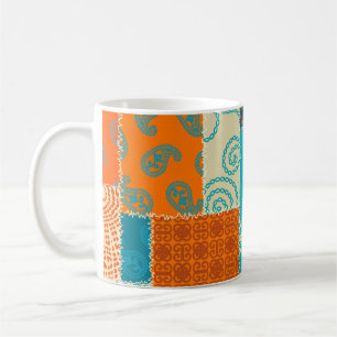 Mug patchwork indien, arrière - plan vintage sans soud