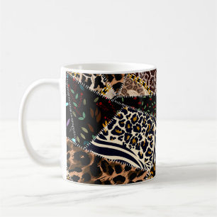 Mug Patchwork Leopard : Ethnic Lining Design.