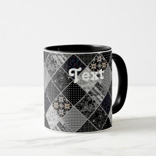 Mug Patchwork monochrome noir gris blanc patchwork qui