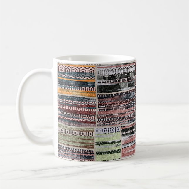 Mug Patchwork Quilt Collage Impression transparente. (Gauche)