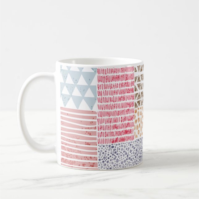 Mug Patchwork Style mignon Motif Doodé (Gauche)