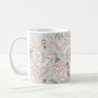 Mug Pâte Gris Orange Floral, Motif sans joint,
