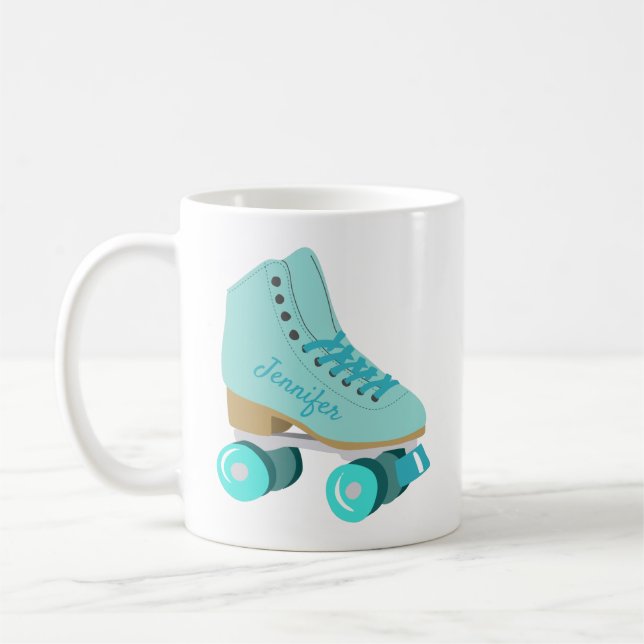 Mug Patinage à quatre roulettes Turquoise Blue Retro p (Gauche)