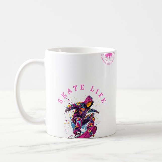 Mug Patinage Vie rose Sweat - shirt à capuche heureux  (Gauche)