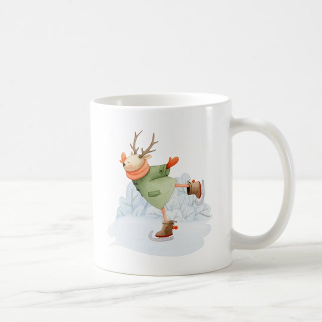 Mug Patineur hivernal de chevreuils de bois (Droite)