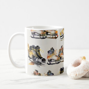 Mug Patins à glace aquarelle avec motif de feuilles d'