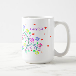 Mug Patricia, fleurs, coeurs, remous - nous *Heart*