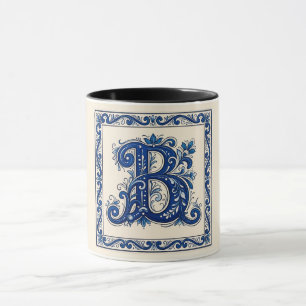 Mug Patrimoine norvégien Rosemaling Monogramme-Bleu