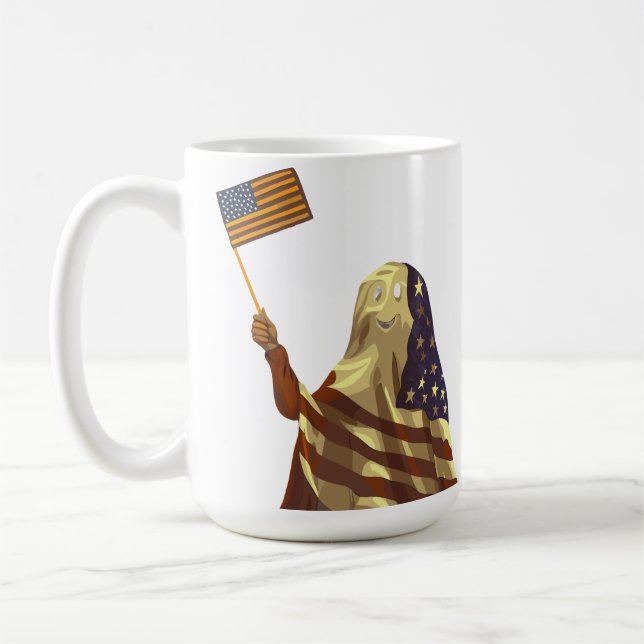 Mug Patriotic American Flag Ghost Halloween (Gauche)
