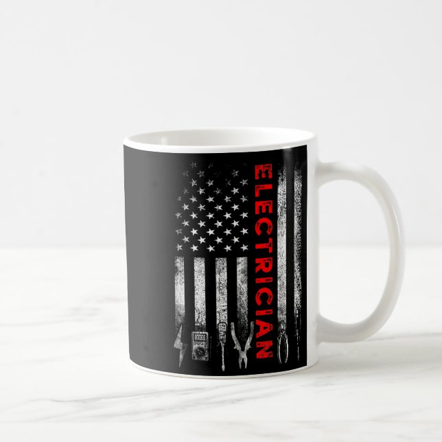 Mug Patriotic Electrician American Flag Fathers Day  (Droite)