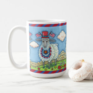 MUG PATRIOTIQUE QUATRIÈME JUILLET SHEEP, ART FOLK AMUS
