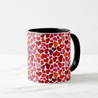 Mug Pattern of Hearts Stylish Modern Pink Red Chic