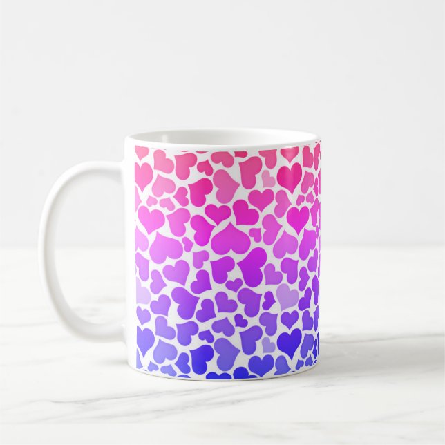 Mug Pattern of Hearts Stylish Modern Violet Pink Chic  (Gauche)