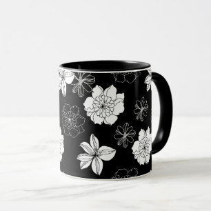Mug Patters de Black & White Floral