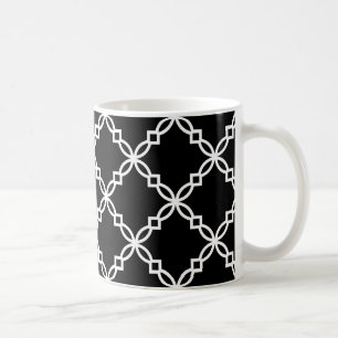 Mug Patters de Black White Large Fancy Quatrefoil