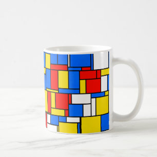 Mug Patters de Mondrian Inspecred Style Red Blue Yello