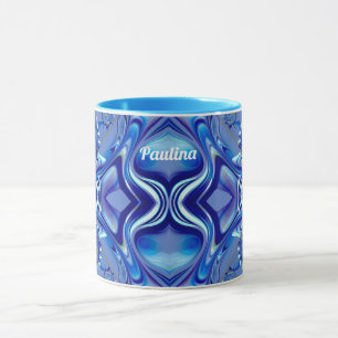 Mug PAULINA ~ Zany 3D Fractal ~ Nuances de bleu