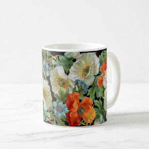Mug Pavot blanc orange vintage et fleurs de Cornflower