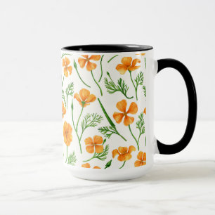 Mug Pavot de Californie, fleurs d'été, orange wil