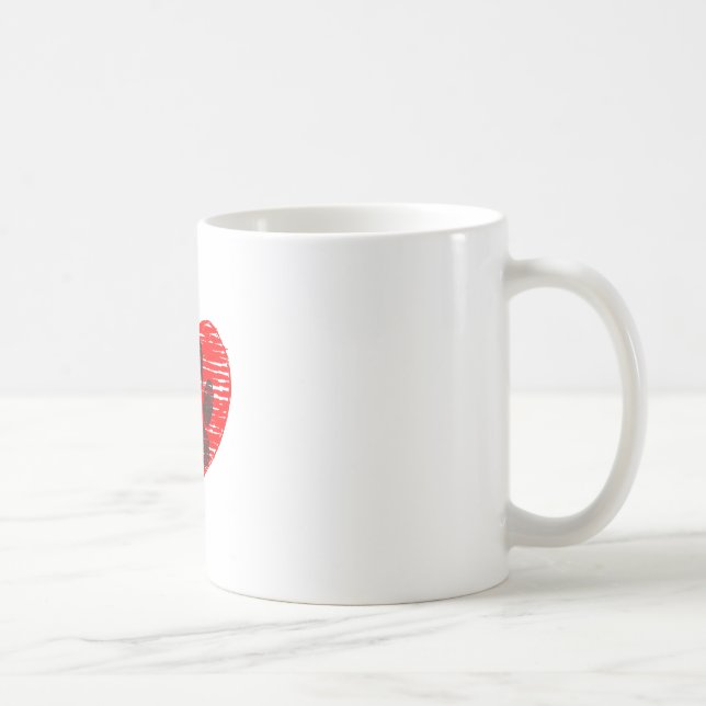 Mug Paw Chien Croquis Dans Le Coeur Rouge (Droite)