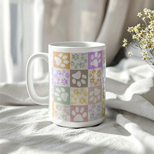 Mug Paw pour animal de compagnie rétro À damiers