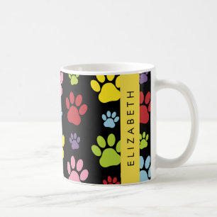 Mug Paws Colorés, Motif Paw, Paws Chiens, Votre Nom