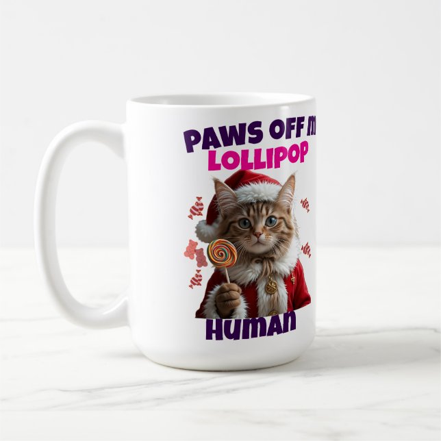 Mug Paws Off My Lollipop Human Christmas Cat (Gauche)