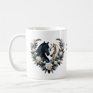 Mug Pays Chevaux noirs et blancs en amour