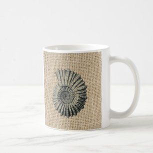 Mug pays français burlap plage côtière chic coquillage