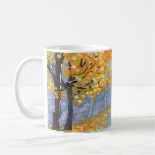 Mug Paysage d'automne Gouache. Chute d'or dans un vide