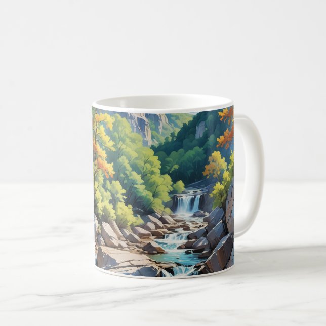 Mug Paysage de la cascade de Serene Mountain (Devant droit)