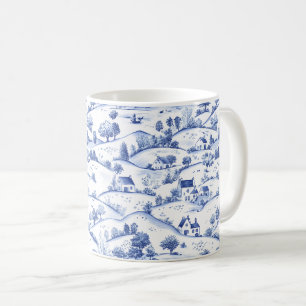 Mug Paysage français pastoral toile bleue intemporel