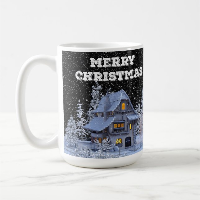Mug Paysage hivernal Snowy House Joyeux Noël (Gauche)