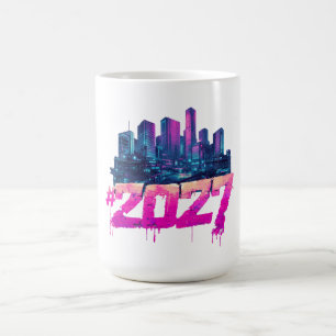 Mug Paysage urbain Cyberpunk 2027 Graffiti Néon
