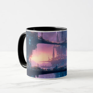 Mug Paysage urbain futuriste au crépuscule