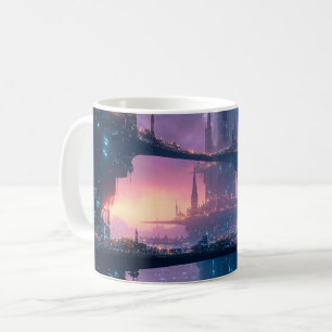 Mug Paysage urbain futuriste au crépuscule