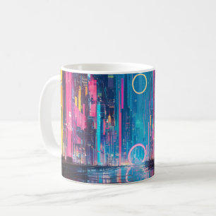 Mug Paysage urbain néon vibrant futuriste de nuit
