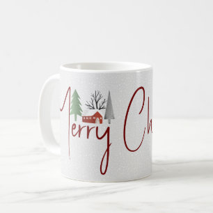 Mug Paysages d'hiver, arbres Joyeux Noël typographie