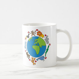Mug Peace And Love Cute Cartoon Animaux du monde