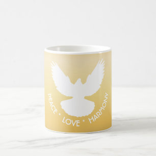 Mug Peace Dove en vol blanc sur or Simply Elegant 