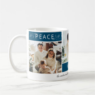 Mug Peace Joy Love Turquoise 3 Photo Collage Script Ho