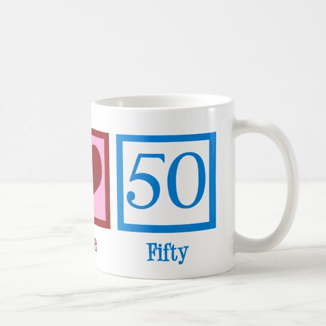 Mug Peace Love 50 mignon 50e anniversaire (Droite)