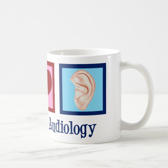 Mug Peace Love Audiology Mignonne audiologiste (Droite)
