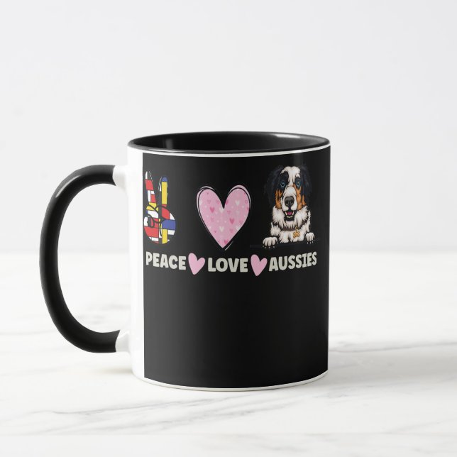 Mug Peace Love Aussies Chien Aussie Berger Aussie Amou (Gauche)