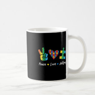 Mug Peace Love Autisme Puzzle Sensibilisation Autiste 